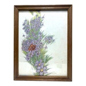 Vintage 1970’s Original Framed Under Glass Watercolor By Delfino